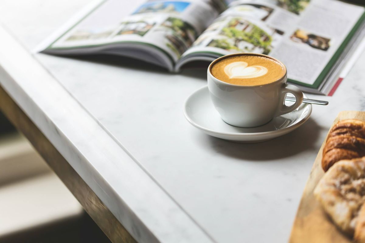 coffee cup on a white table